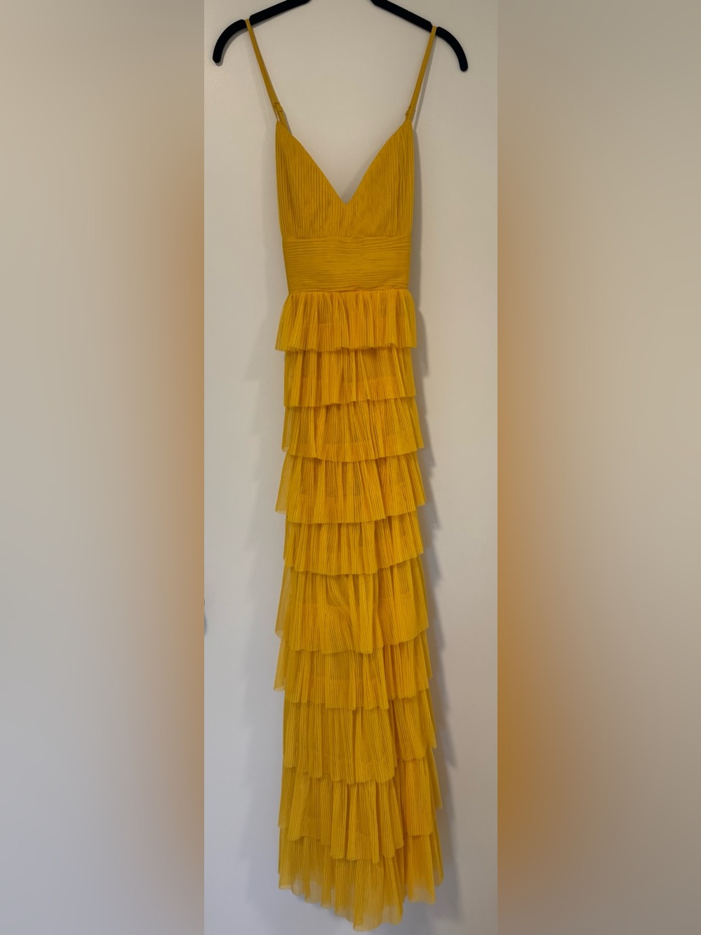 NWT Lulu's Vibrant Yellow Tiered Maxi Dress - Picture 7 of 8